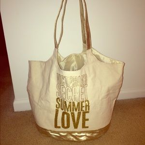 Victoria Secret Canvas & Gold Tote Bag!