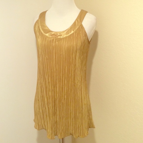 Bright Gold Pleated Tank