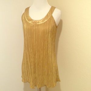Bright Gold Pleated Tank
