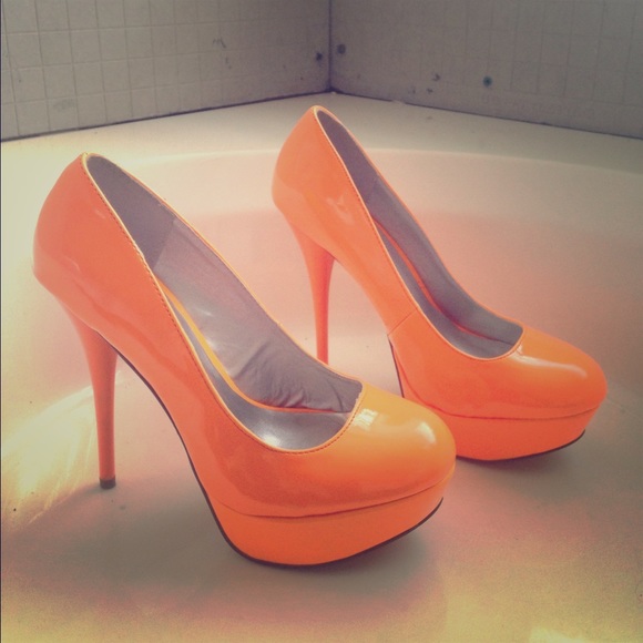 Neon orange heels