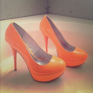 Neon orange heels