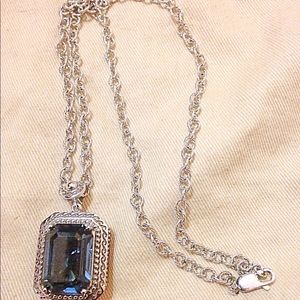 Simply Vera Wang ss necklace w/blue gemstone