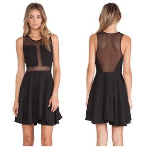 Donna Mizani Sheer Panel Fit and Flare Dress