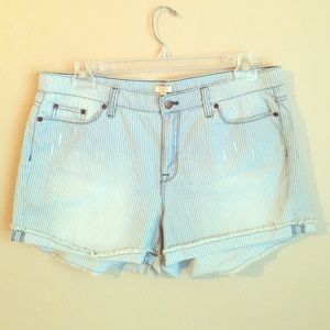 J. Crew railroad stripe denim shorts