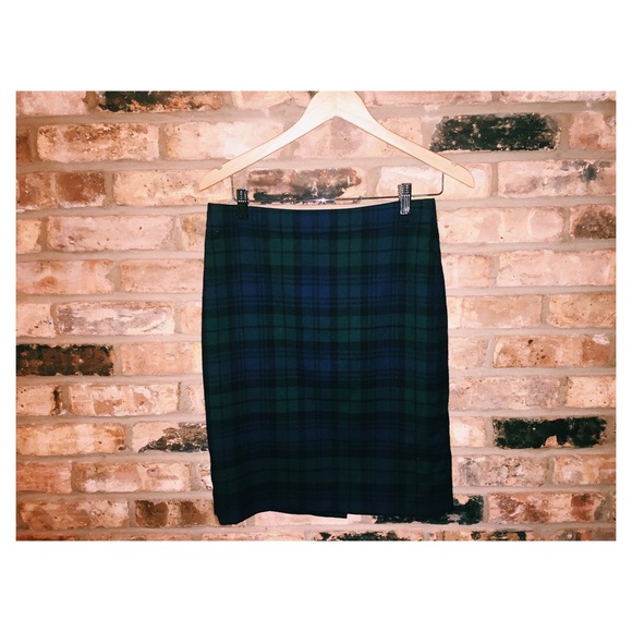 J. Crew "The Pencil Skirt" Black Watch