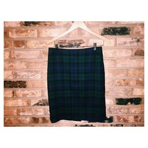 J. Crew "The Pencil Skirt" Black Watch