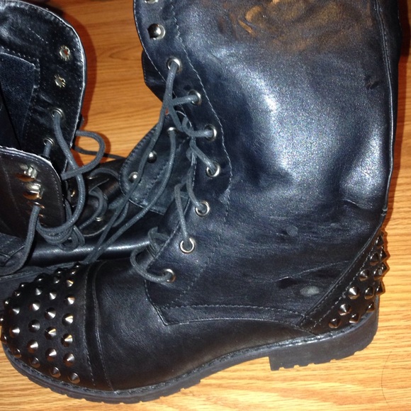 Black Studded Combat Boots