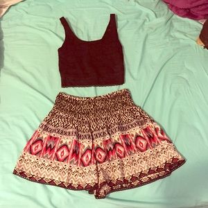 High waisted Aztec flare shorts