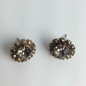 J Crew Gold Gem Flower Earrings