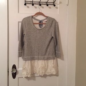 Anthropologie lace trimmed sweatshirt