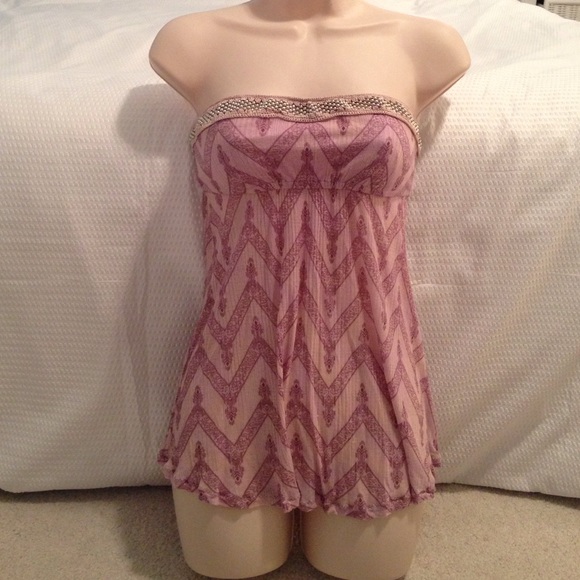 Free People Tops - FREE PEOPLE  Soft Rayon Bejeweled Violet Tube Top