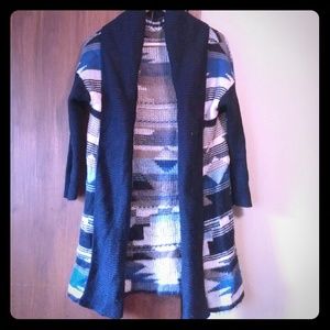 Blue Aztec sweater duster