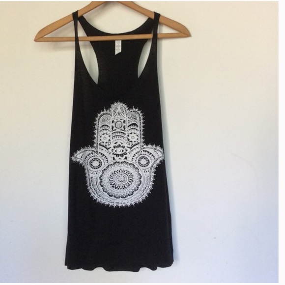 Too Pretty Tops - Hamsa black racerback tank top