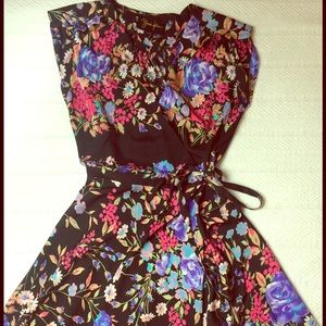Yumi Kim Black Floral Wrap Dress