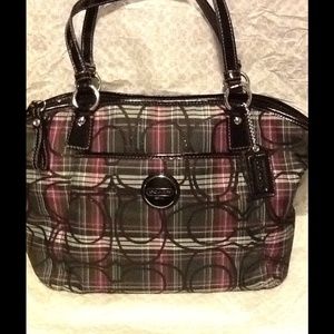 Coach Signature Stripe Tartan Pocket Tote