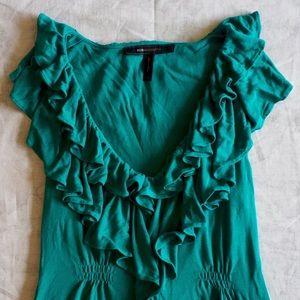 BCBG Max Azaria Teal Ruffle Top