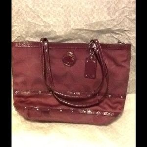 Coach Studded Sateen Stripe Tote and Wallet