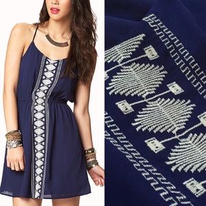 Navy Summer Dress w/ White Tribal Stitching