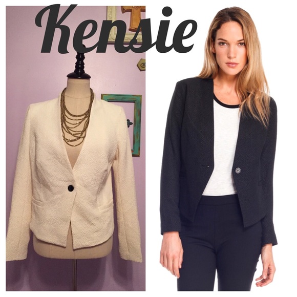 Kensie Jackets & Blazers - Kensie Textured Dot Jacket Blazer in White String