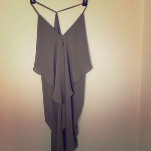 Olivaceous Olive Green Front Drape Dress