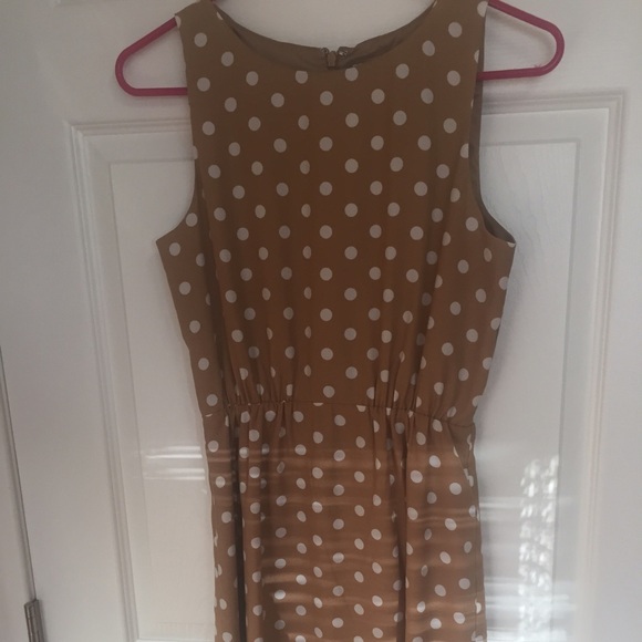 gold & white polka dot J. Crew dress