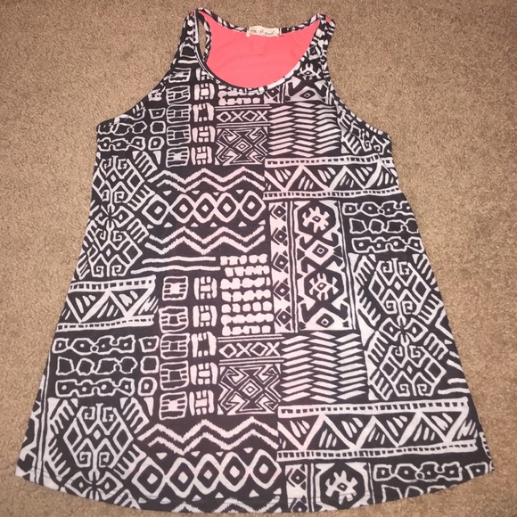 Aztec tank top with orange back
