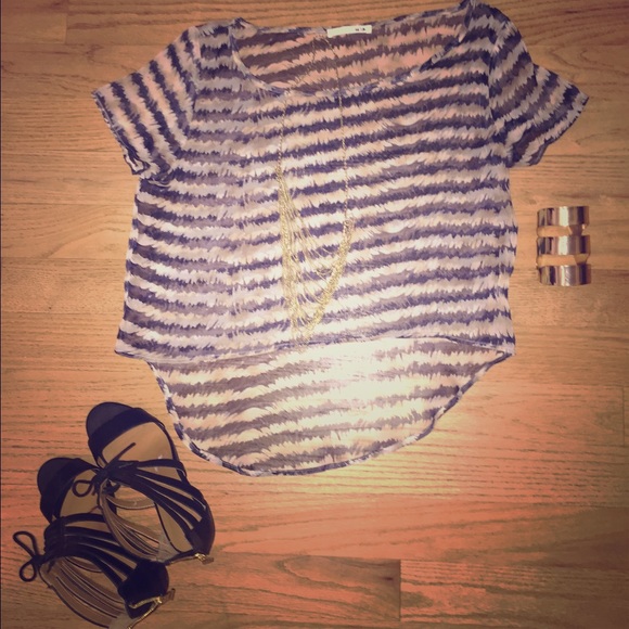 Animal print chiffon high low top