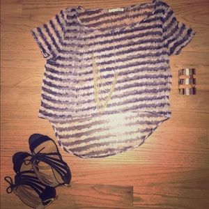 Animal print chiffon high low top