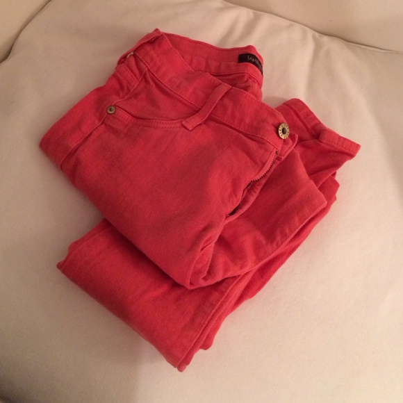 'Twiggy' Tangerine James Jeans, skinny leg fit