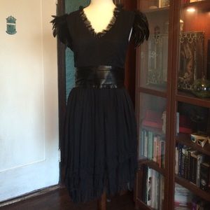 Avant garde black feather cocktail dress