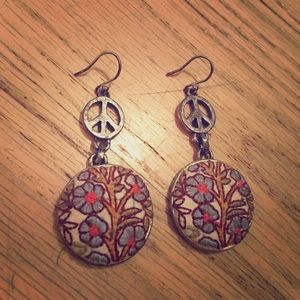 Lucky Brand Peace Sign Dangle Earrings