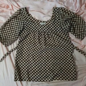Brown polka dots top