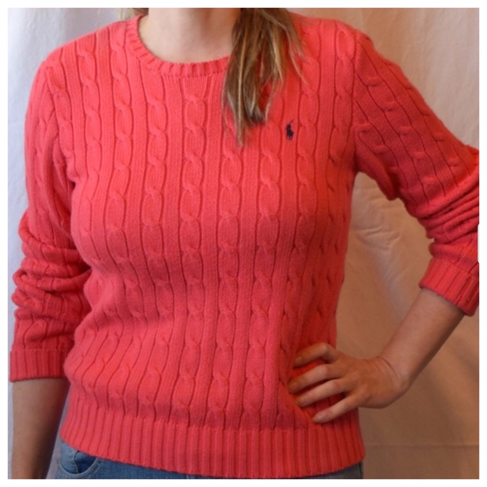 Final price..Cable knit sweater in coral - Picture 1 of 3