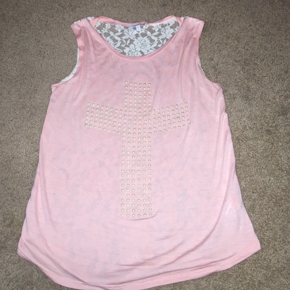 Tank top with cross and lace back