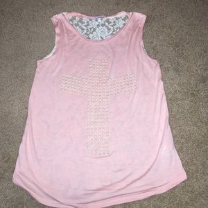 Tank top with cross and lace back