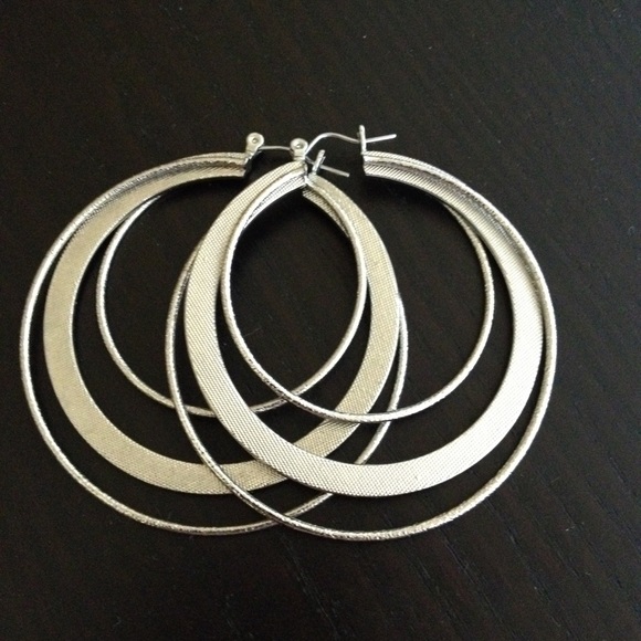 Silver tone hoops