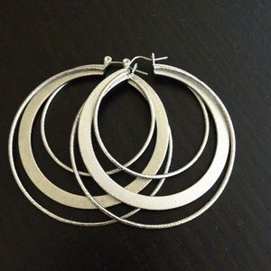Silver tone hoops
