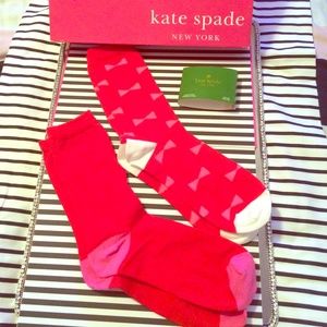 💯%Auth♠️KATE SPADE♠2 PAIR Trouser Socks-Red/Pink
