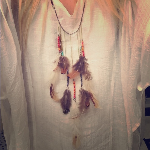 Boho Gypsy Sisters Jewelry - Boho Feather Level Necklace