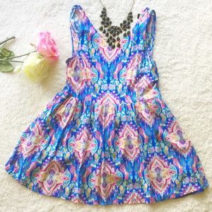 Colorful patterned skater dress