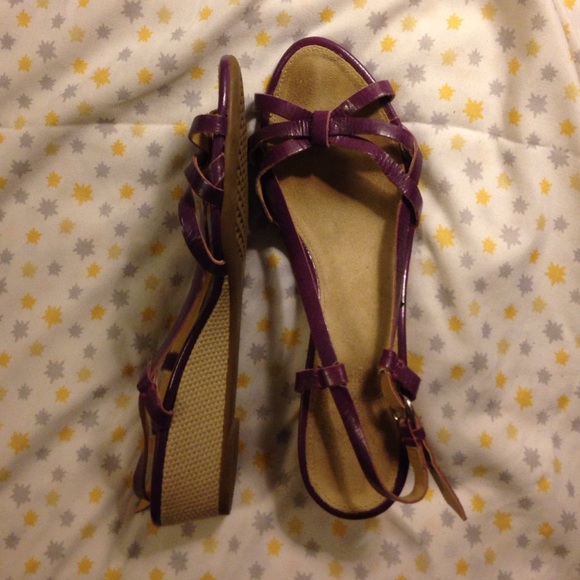 Purple Strappy Wedge Sandals - Picture 2 of 4