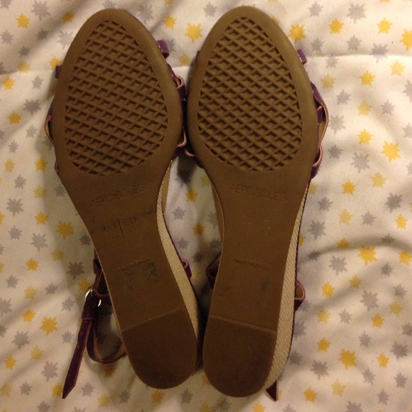 Purple Strappy Wedge Sandals - Picture 3 of 4