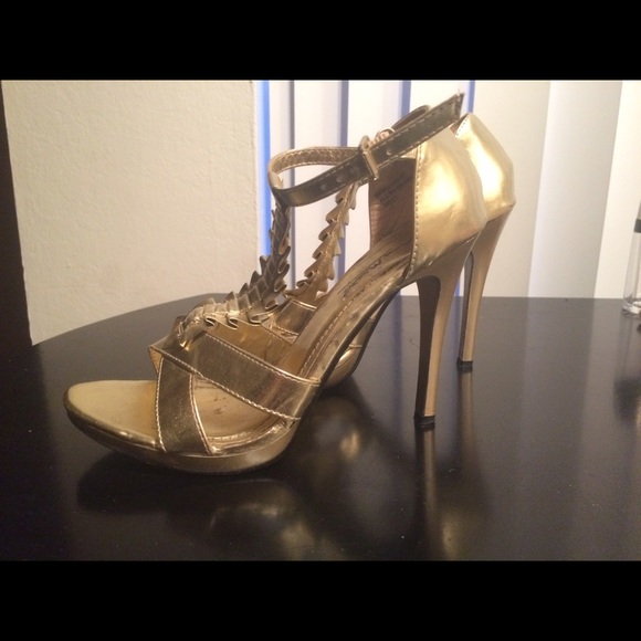 Gold Open Toe Heel Sandals