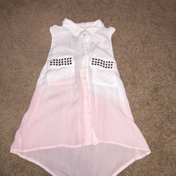 White to pink ombré tank top