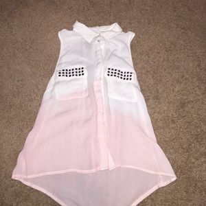 White to pink ombré tank top
