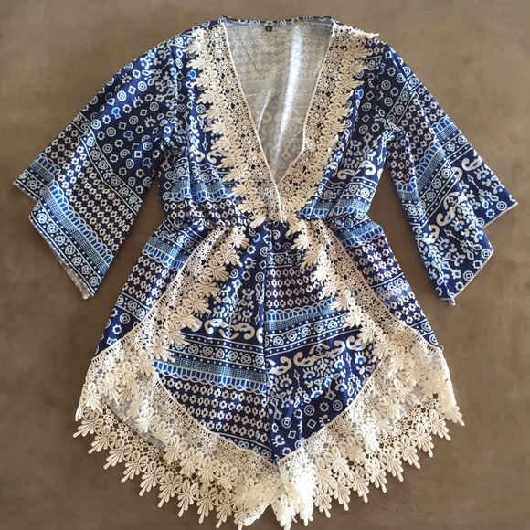 Dresses & Skirts - Tribal Print Crochet Romper *NEW*