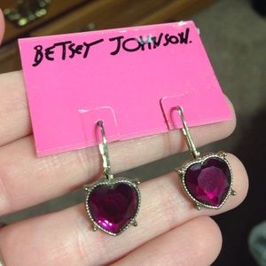 Betsey Johnson pink gem dangle earrings