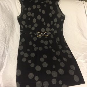 Grey and black polka dot dress
