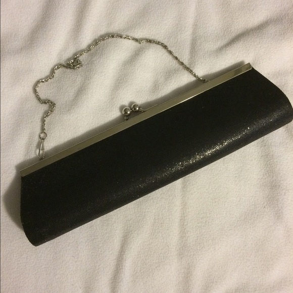 Shimmery black clutch bag