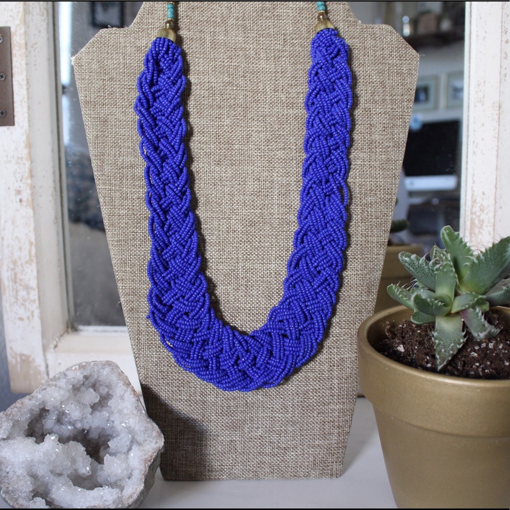 Braided Royal Blue Collar Necklace